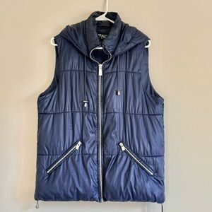 Buffalo David Bitton Dark Blue Quilted Vest with Hoodie SZ.M